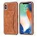 Premium Protection Case for iPhone XS / iPhone X 5.8 inch Card Holder Leather Phone Case for iPhone X/XS (Brown)