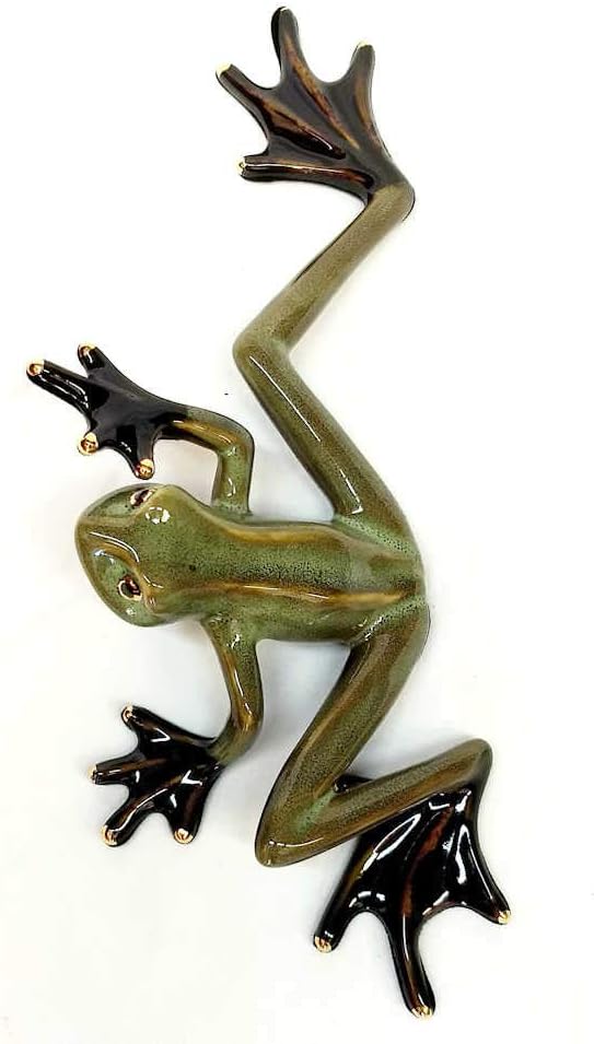 Golden Pond Collection Frog Stretching Figurine, Green/Black, 12.5 in (A)