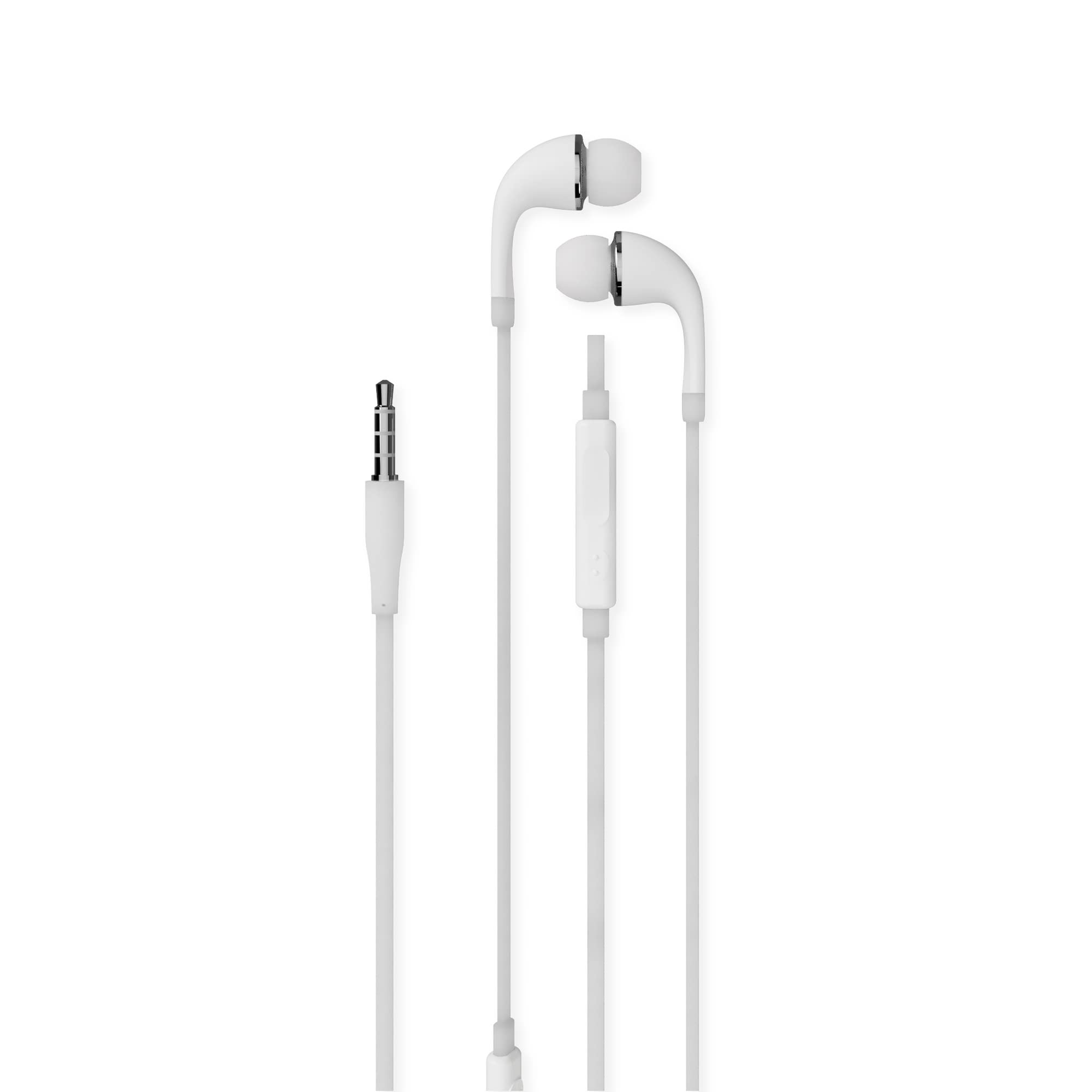 Contact Headphones with Microphone, White