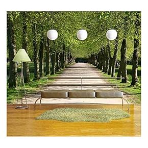 Green Path in a Forest - Removable Wall Mural | Self-Adhesive Large Wallpaper - 66x96 inches