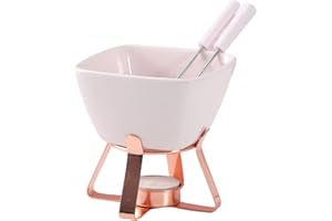homwowo Exquisite Chocolate Fondue Cup Set Ceramic and Sturdy 2 Forks Included Chocolate Fondue Set Hotpot Base Cheese with S