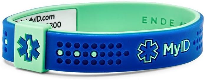 Sport Medical ID Bracelet - Navy/Turquoise - LG