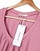 Nomorer Womens Pleated V Neck Long Bell Sleeves Solid Basic Blouse Top