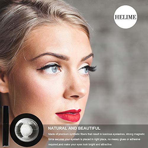 Magnetic Eyelashes with Eyeliner Kit, HELIME Natural Look Fake Eyelashes and Waterproof Magnetic Eyeliner and Reusable, 3D False Eyelashes without Glue Adhesive, Light Weight and Easy to Wear - Thumbnail 4