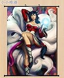 Home Decor Anime League of Legends LoL Nine-Tailed Fox Ahri Cosplay Wall Scroll Poster Fabric Painting 23.6 X 31.5 Inches-715
