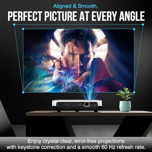 Boss Projector 4K S7 | 7000 Lumens, 3D Android Smart Projector - 3840x2160 Resolution, Free Projector Screen, Free Mount, 300" Display, Bluetooth & Wi-Fi - Home Theater