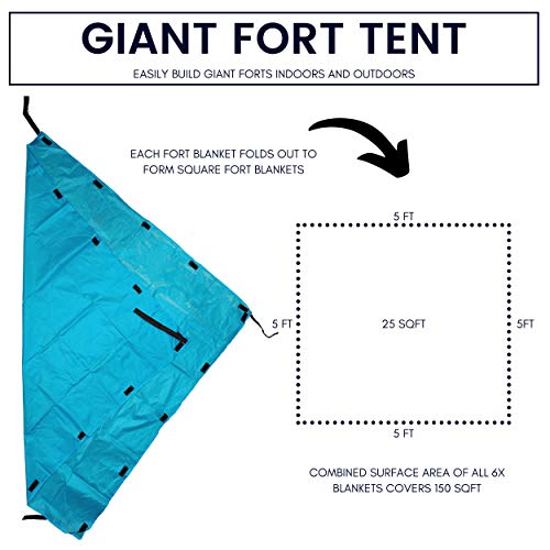UrbanRed Blanket Fort Building Kit for Kids (6 Fort Blanket, 150SQFT