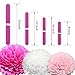Coceca 21Pcs Tissue Paper Pom Poms Pink Paper Pom Poms 14 Inch, 12 Inch, 10 Inch, 8 Inch Pink Set Flower Ball for Birthday Wedding Party Outdoor Baby Shower Decoration