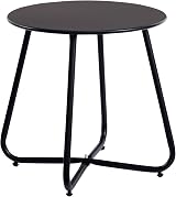 HollyHOME Outdoor Round Side Table Metal Patio Table Black 45cm view 8