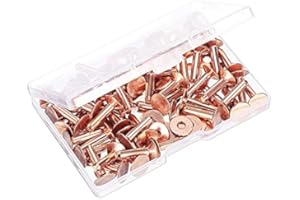 Gaicabi 100 Sets Copper Rivets and Burrs Washers Leather Copper Rivet Fastener for Collars Leather DIY Craft Supplies