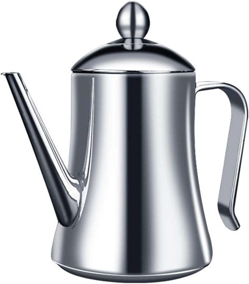 qhtongliuhewu Stainless Steel Olive Oil Can Vinegar Dispenser Jar Pot Bottles Kettle Container for Kitchen （1000/1300ml ） Silver-1.3l