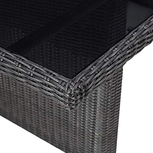 Tidyard 9-TLG. Garten Essgruppe Gartenmöbel Set Sitzgarnitur Glasplatte Tisch mit 8 Stühle Gartengarnitur Sitzgruppe Gartengruppe Rattan Set Poly Rattan Schwarz – Bild 3