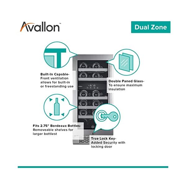 Avallon-AWC151DZLH-23-Bottle-15-Dual-Zone-Built-In-Wine-Cooler-Left-Hinge