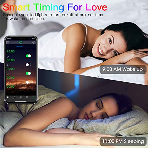 100Ft LED Strip Lights Music Sync Color Changing RGB LED Strip 44-Key Remote, Sensitive Built-in Mic, App Controlled LED Lights Rope Lights, 5050 RGB LED Light Strips for Bedroom Party Home Kitchen