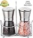 Manual Cordless Salt & Pepper Grinders Set With Matching Stand– Glass Body & Stainless Steel Top Shakers– Adjustable Ceramic Grinding Mechanism– Easy To Refill Mills– Cool, Modern, Great Gift