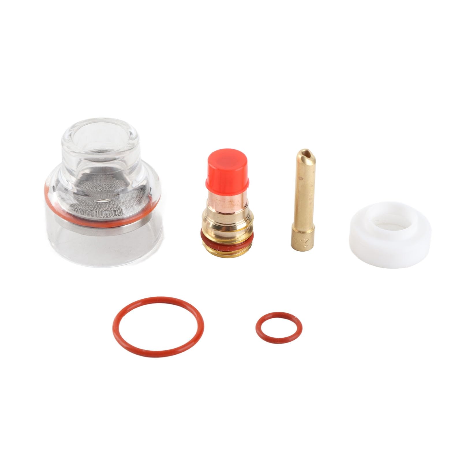 TIG Torch Gas Lens Collet Body Glass Cup TIG Welding Torch Kit Accessories for TIG-17/18/26 Torch Accessories Spares Parts Tungsten Needle Rubber Washer(2.4MM)