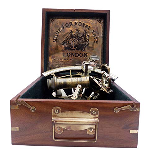 MAH 8'' Maritime Antiques Marine Captain Sextant with Wooden Box. C-3083 - //coolthings.us