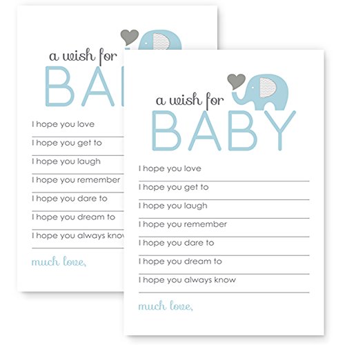 Elephant Baby Shower Wishes Game Set of 20 Classic Newborn Advice Activity for Boys