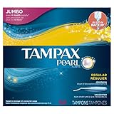 Tampax Pearl Plastic Tampons, Regular Absorbency, Unscented, 54 Count