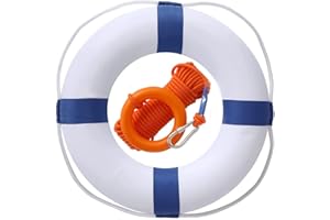 LIANXIAW 20 Inch Life Preserver Ring with Water Floating Lifesaving Rope 98.4FT Set, Swim Foam Buoy Swimming Pool Safety Throwing Ring Rope Rescue Lifeguard Wall Decoration