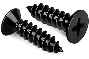 MewuDecor #12 x 3/4" Flat Head Wood Screw, Sheet Metal Screws, Stainless Steel 18-8 (304), Black Finish, 50 PCS