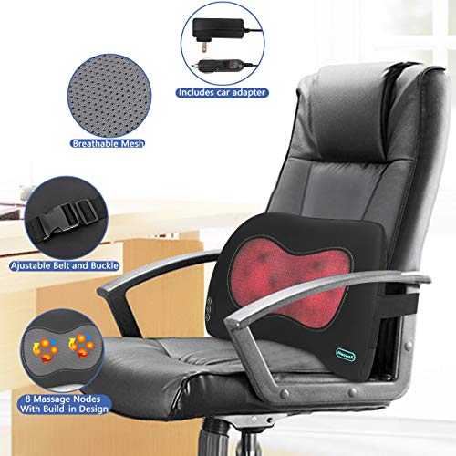 Atsuwell Shiatsu Lower Back Massager with Heat for Chair, Kneading Back Massage Pillow for Back Pain and Numbness Relief in Home Office and Car