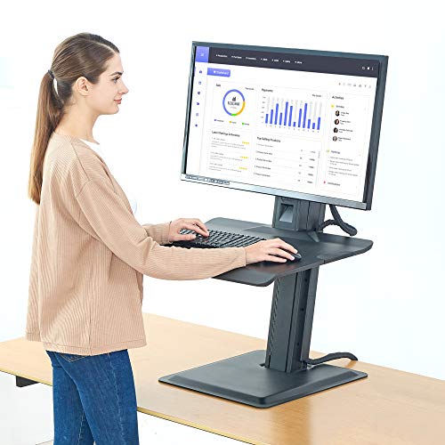 NB North Bayou Sit-Stand Workstation sit Stand Desk Converter Fits Most Screen Monitors from 22~32″Within 4.4~24.2 lbs with Large and Spacious Keyboard(Black)