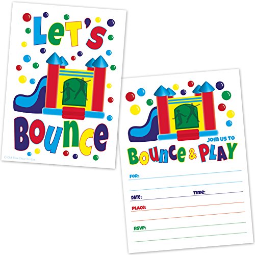 Bounce House Birthday Party Invitations - Kids Jump and Play Birthday Invites (20 Count with Envelopes)