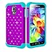 Galaxy S5 Case, EC™ Studded Rhinestone Case, Hybrid Gel Dual Layer Diamond Bling Crystal Cover for Samsung Galaxy S5 / SV / i9600 (A Purple/Teal)