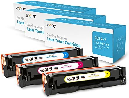 Attoner Compatible Toner Cartridge Replacement for HP 201A (1 Blue, 1 Red, 1 Yellow), for Use In HP Color LaserJet Pro M252,M277 Printers