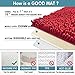 Extra Large Soft Plush Chenille Bathroom Runner Rug, Absorbent Microfiber Bath Mat, Machine Washable, Non-Slip Grip, Shag Carpet Great for Bath, Shower, Bedroom, or Door Mat (Red, 47/inch X27/'')