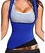 Burning Fat Sauna Sweating Vest Shirt Neoprene Hot Waist Trainer Tank Top No Zip Easy Wear (L, US 12-14, Blue Sauna Sweating Vest)