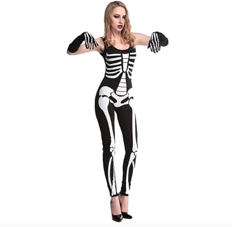 Amazon シャルマンルージー Charmant Roujoie 骸骨 コスチューム 全身 スーツ ワンピース ハロウィン コスプレ 衣装 仮装 ジャンプスーツ コスプレ 仮装 通販