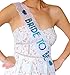 Bride to Be Lace Sash - Bachelorette Party, Bridal Shower & Wedding Party Accessory (White & Light Blue)