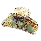 uxcell Women Spring Loaded Flower Print Hair Jaw Claw Clamp Clip