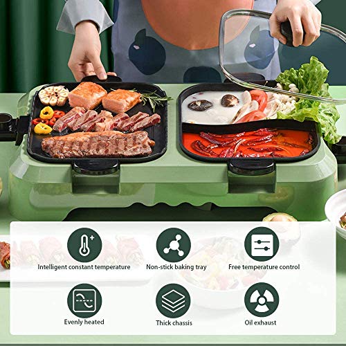 2200W Electric Smokeless Grill and Hot pot, 3.5L Removable Fast Heat Hot Pot with Korean BBQ