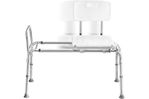 MEDICAL KING Tub Transfer Bench Sliding Shower Bench for Bathtub Shower Chair for Inside Shower Shower Chair for Elderly and Disabled Adjustable Height Shower Bench Holds Weight Up to 400 Lbs FSA/HSA Eligible