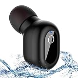 IPX8 Waterproof Wireless Bluetooth Single Earbud - Earpiece Wireless Headphone HD Sound Car Headset - Showering Driving Sport Mini Earbud w/Mic for iPhone Android (One Pcs) - Black