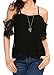 POGTMM Women's Summer Lace Off Shoulder Tops Spaghetti Straps Short Sleeve Casual Blouses
