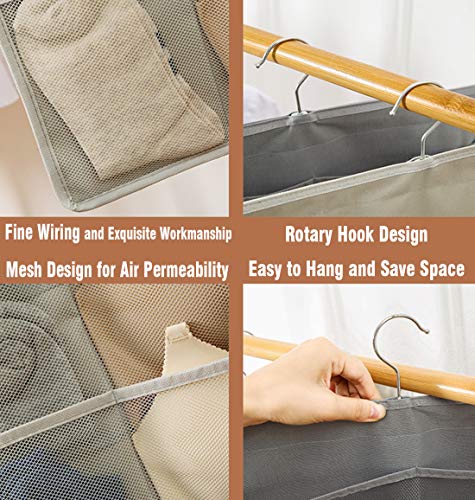 AARainbow Dual-Sided Hanging Closet Organizer with 30 Pocket for Underwear Stocking Toiletries Accessories Bra Dresser Panty Socks Drawers Home Basics 15.7 in31.5 in (Beige)