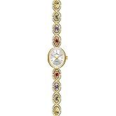 MASTOP Luxury Vintage Colorful Gemstone Oval Watch Fashion Ladies Small Dial for Women Quartz Wrist Watch Waterproof Watch Fashion Bangle with Stainless Steel Band Tool Included