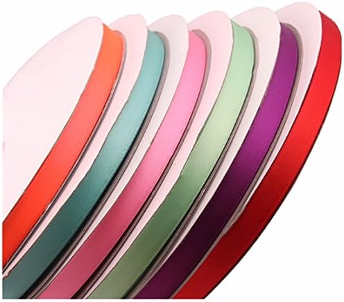 QiTeng Solid Color Satin Ribbon Double Face 6 Colors 1cm Width 100 Yds / Roll (6 Rolls 600 Yards)