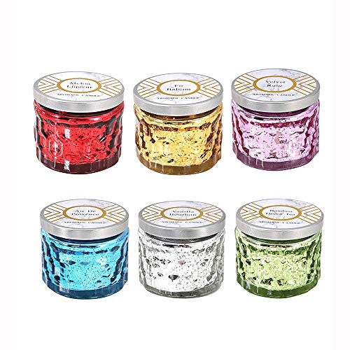 Reabeam Essential Oils Scent Smokeless Incense Scented Candles in Glass, Highly Scented & Long Lasting Aromatherapy Frosted Glass Jar Candles for Home (Golden,1)