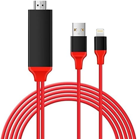 Lightning to HDMI, iPhone to HDMI Cable Lightning Digital AV to HDMI Adapter 6.5ft 1080P HDTV Cable for iPhone,iPad,iPod,Plug and Play by MEIWU