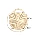 Zongsi Mini Handmade Round Straw Beach Bag Shoulder bag for women (Khaki)