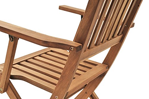 SAM 3-TLG. Gartengruppe Camelia, Akazien-Holz, 1x Tisch 62x62 cm + 2X Klappsessel, Set klappbar, massives Balkonset, 4251267241903, braun, 3tlg. balkonset Camelia – Bild 5