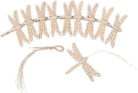 20 etiquetas de madera con forma de libélula estilo campestre, para