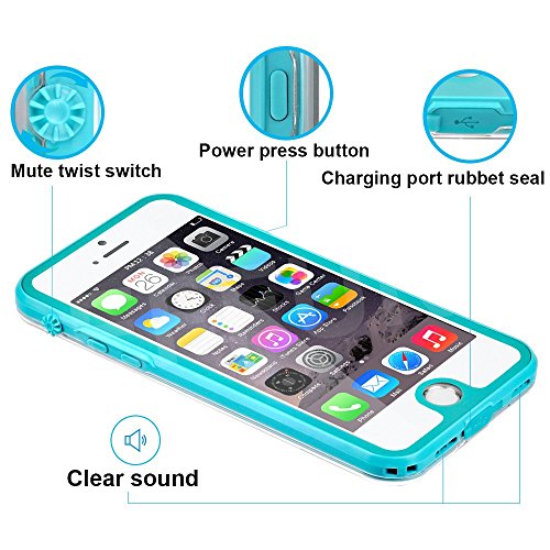 iPhone 7 Waterproof Case, EFFUN IP68 Certified Waterproof Underwater Cover Dustproof Snowproof Shockproof Case with Cell Phone Holder, PH Test Paper , Stylus Pen and Floating Strap Aqua Blue