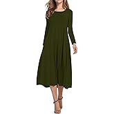 Necooer Women's Casual Loose Plain Pleated Long Dress Short Sleeve Midi Dresses