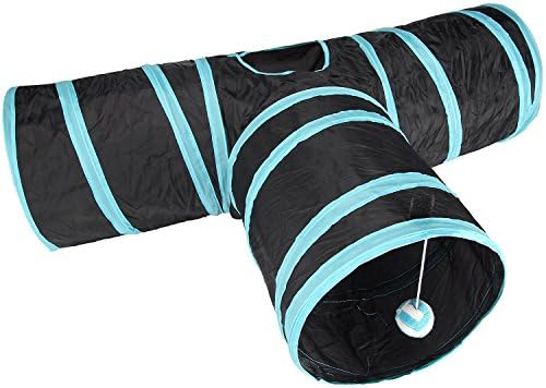 Pet Cat Tunnel 3 Way Collapsible Crinkly Sounds Agility Train Tunnels Play Toy Tube Fun for Rabbits Kittens and Dogs